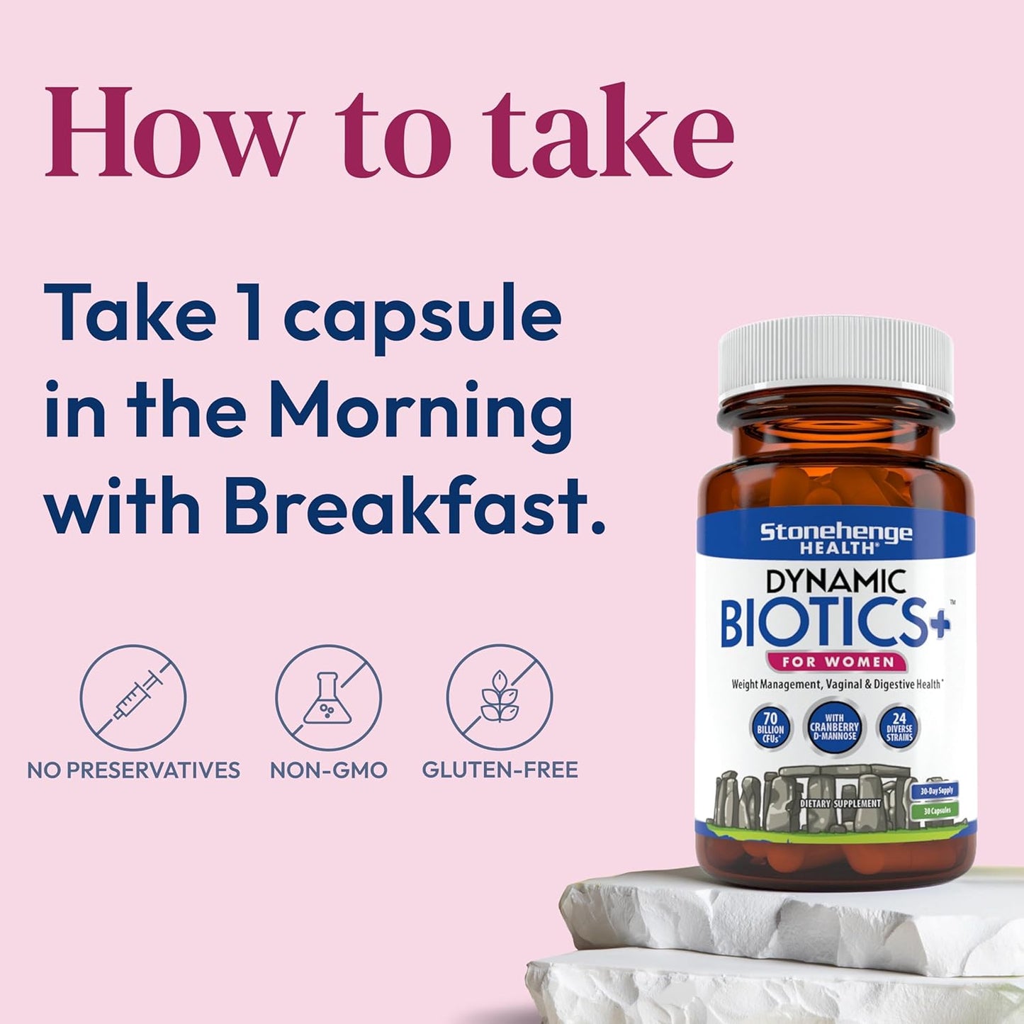 Women's Digestive & Feminine Health Bundle: Stonehenge Health Dynamic Biotics+ & Probiotics for Optimal Gut Health & Wellness