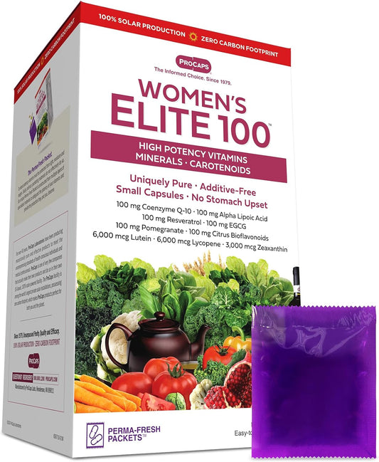 Women's Elite-100 Multivitamin: 40+ Potent Nutrients with Coenzyme Q10, Alpha Lipoic Acid, Resveratrol, and more - 60 Packets