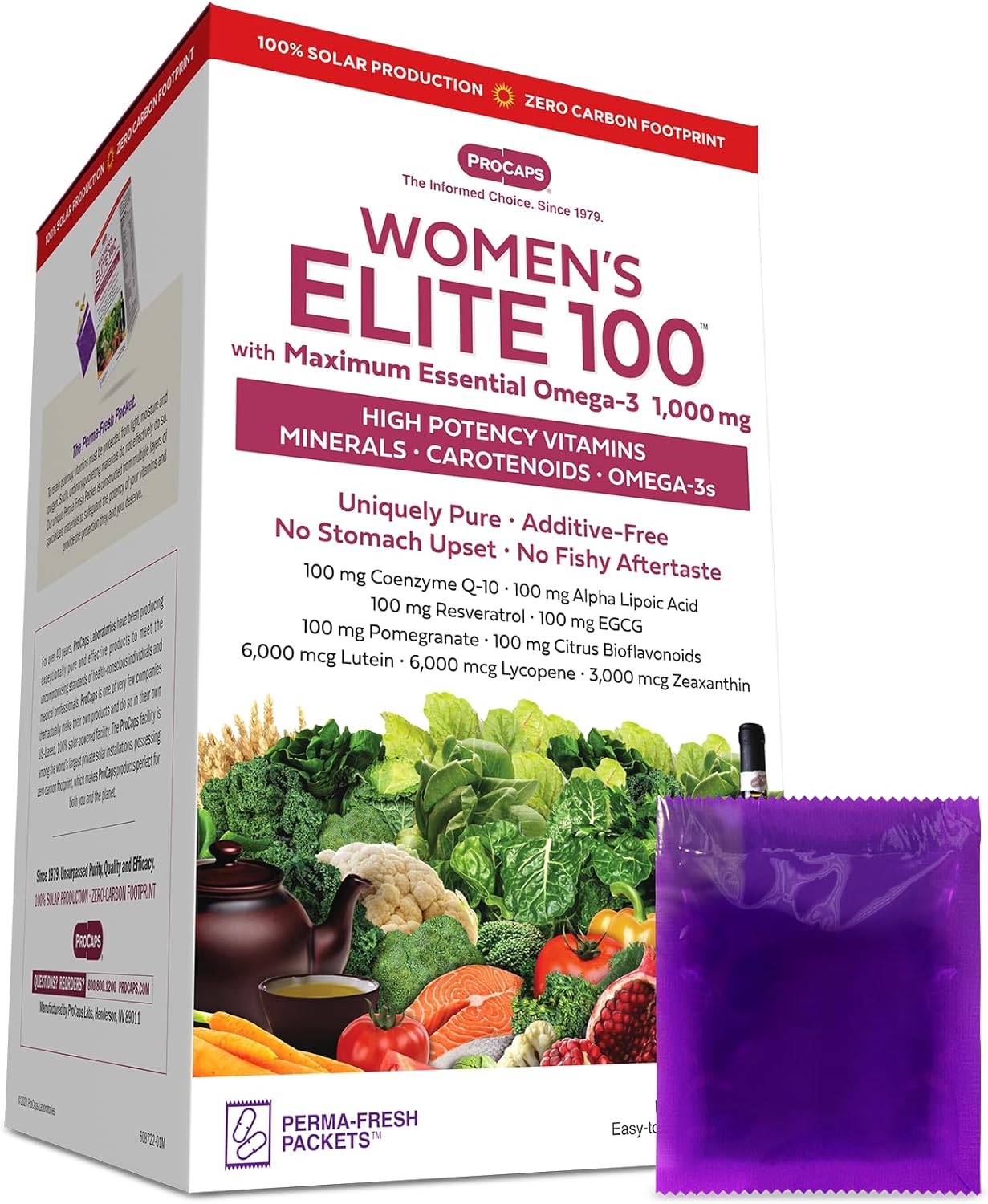 Women's Elite-100 Multivitamin with Maximum Omega-3 - 30 Packets, Potent Nutrients, Essential Vitamins, Minerals, Phytonutrients - No Additives