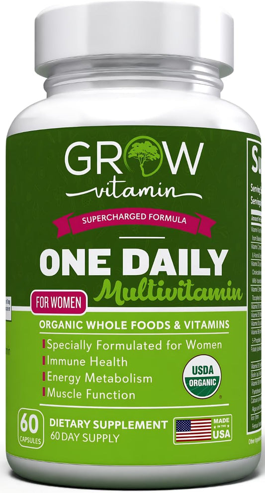 Women's Energy Support Whole Food Multivitamin with Hair, Skin, Nails Nourishment - Non-GMO, Gluten Free - 60 Capsules