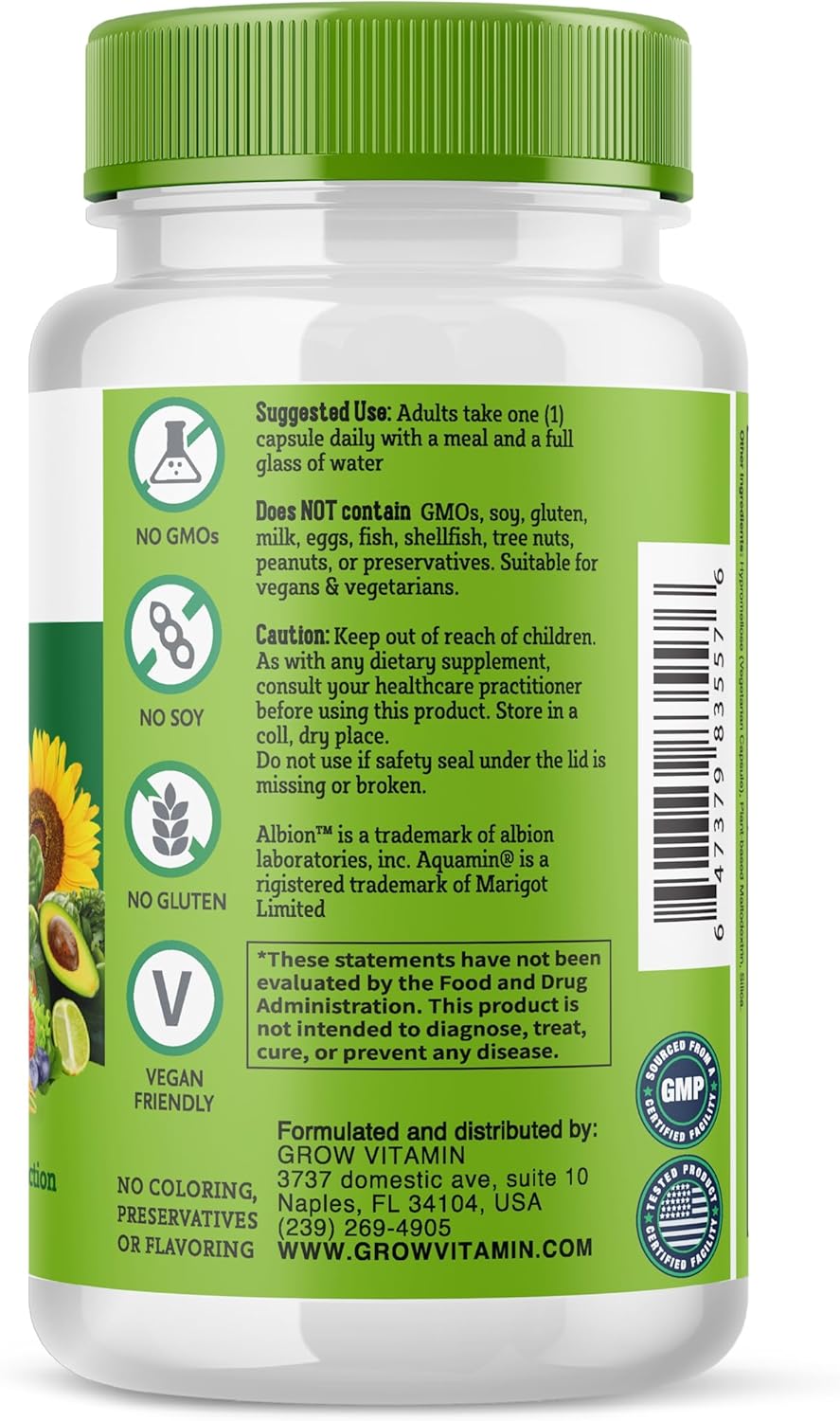 Women's Energy Support Whole Food Multivitamin with Hair, Skin, Nails Nourishment - Non-GMO, Gluten Free - 60 Capsules