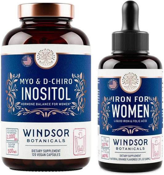 Women's Fertility and Pregnancy Support Bundle with Inositol and Iron from Windsor Botanicals