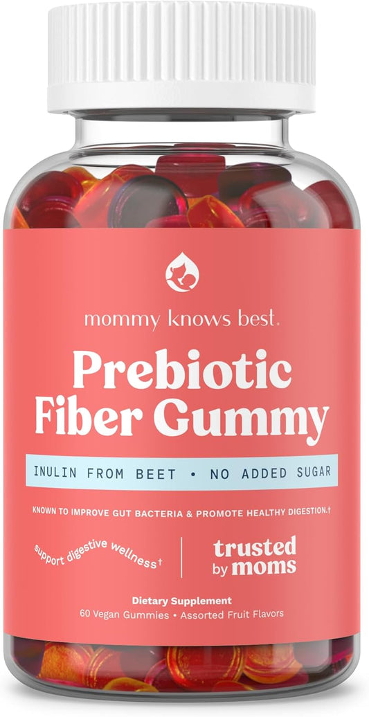 Women's Fiber Gummies for Pregnancy & Digestive Health, Plant-Based Prebiotic Fiber, Sugar-Free, Mixed Fruit Flavor - 60 Count