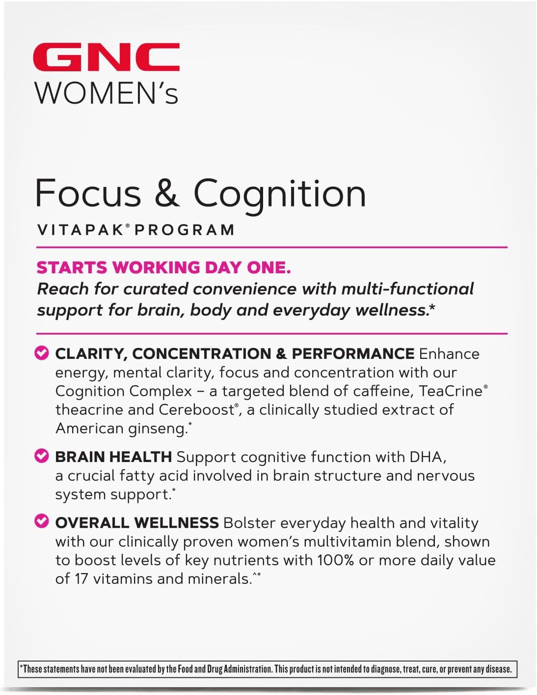 Women's Focus & Cognition Vitapak Program - 30 Servings by GNC