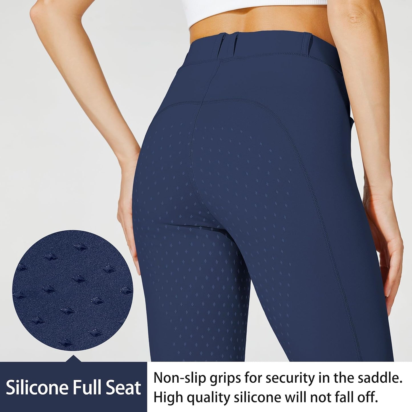 Women's Full Seat Silicone Breeches for Equestrian Riding with Zipped Pocket