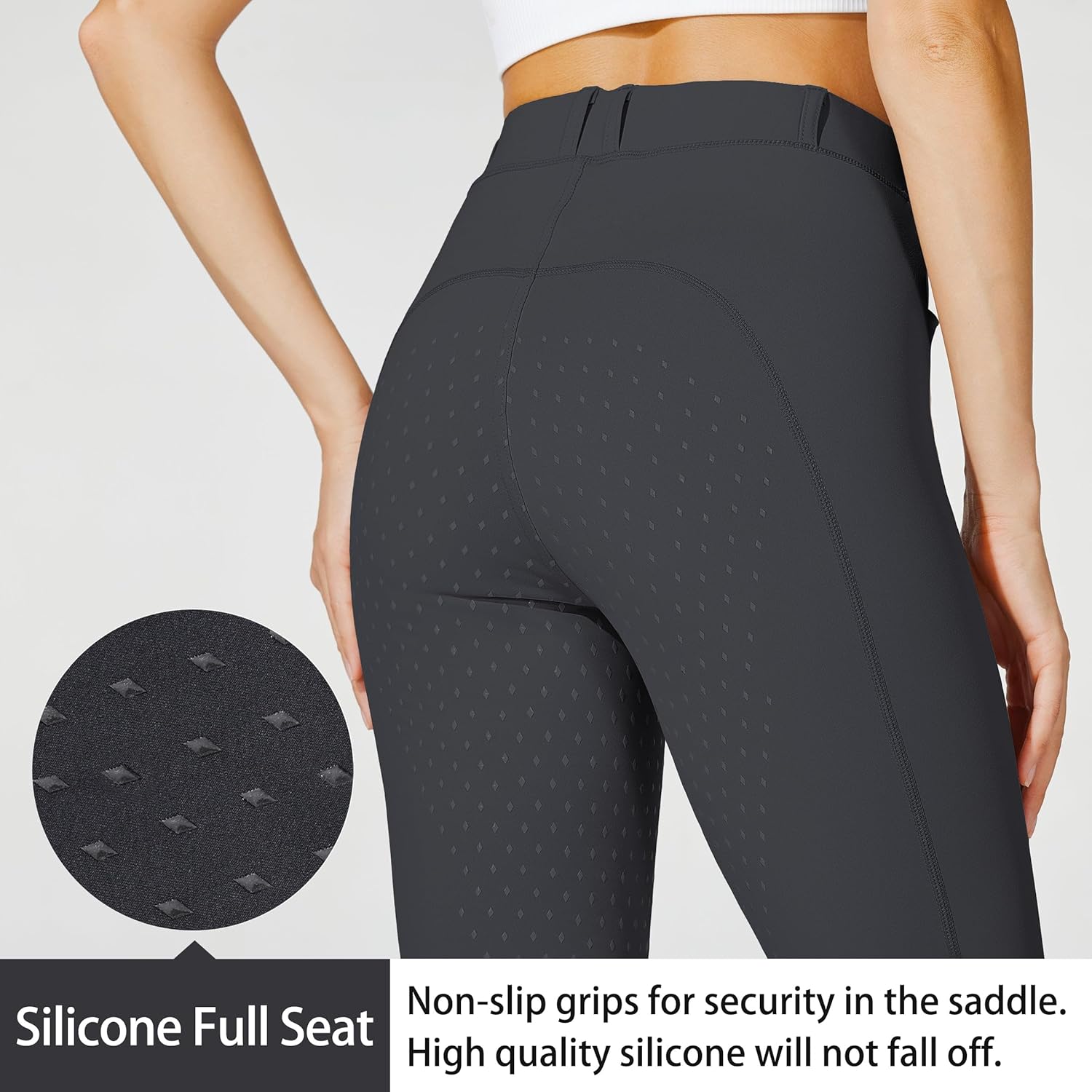 Women's Full Seat Silicone Breeches with Zipped Pocket for Horseback Riding