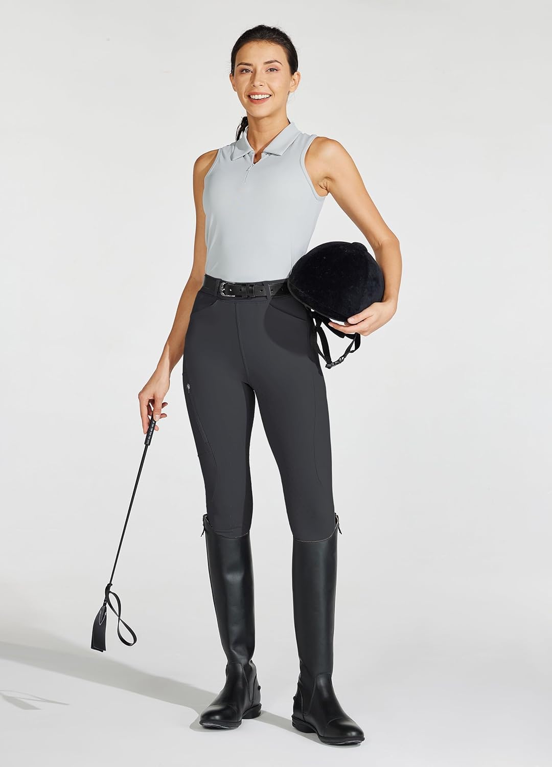 Women's Full Seat Silicone Breeches with Zipped Pocket for Horseback Riding
