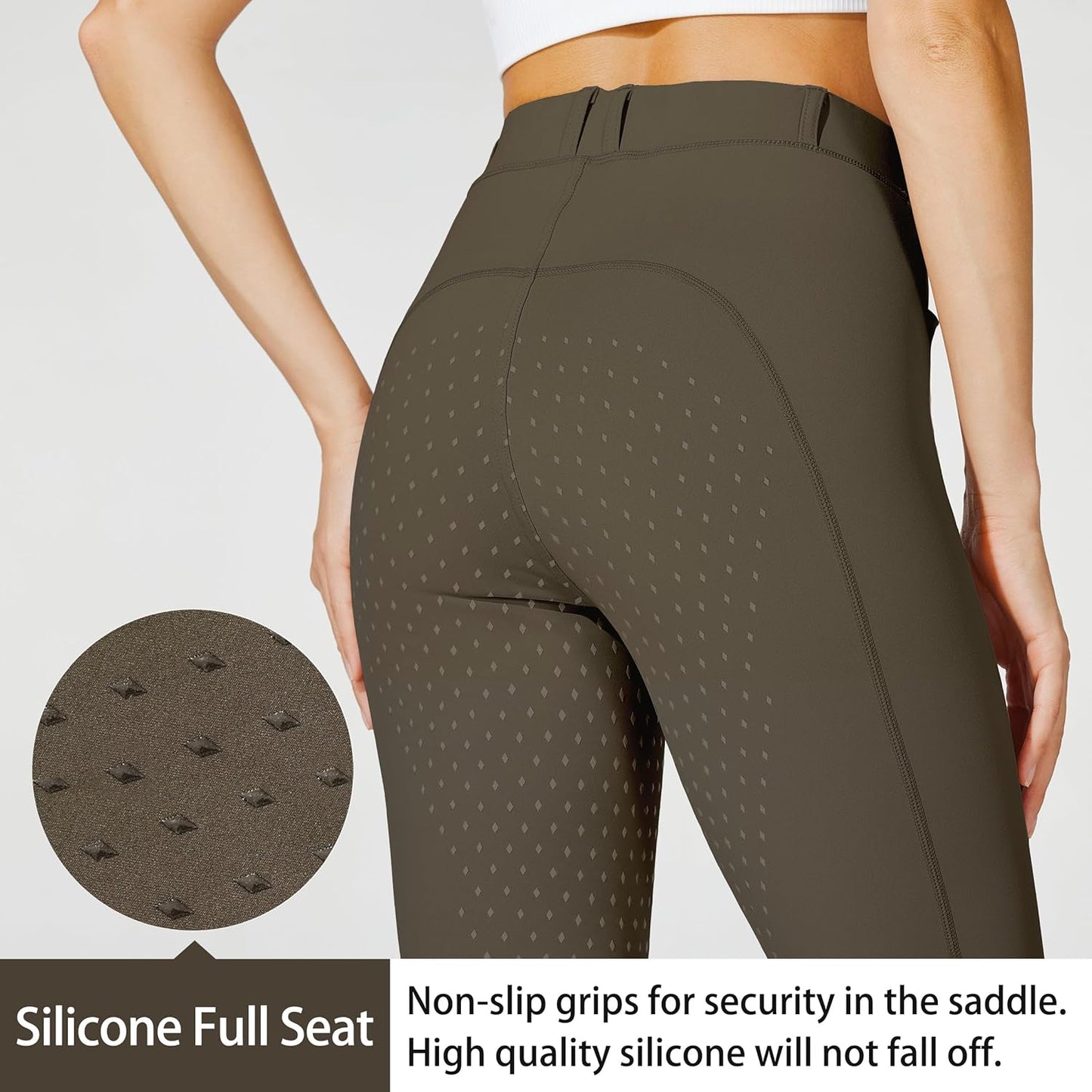 Women's Full Seat Silicone Riding Pants with Zippered Pocket - Equestrian Breeches for Horseback Riding