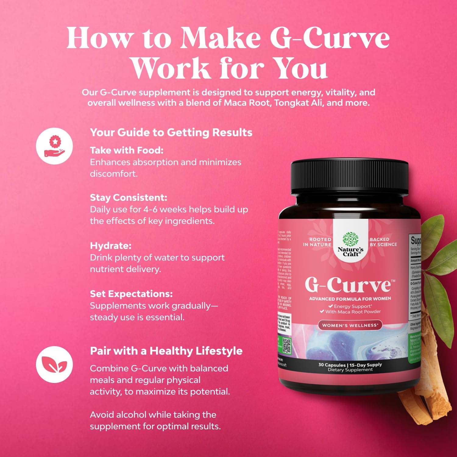 Women's G Curve Horny Goat Weed with Maca Root and Tribulus Terrestris - Boost Energy and Performance for Women
