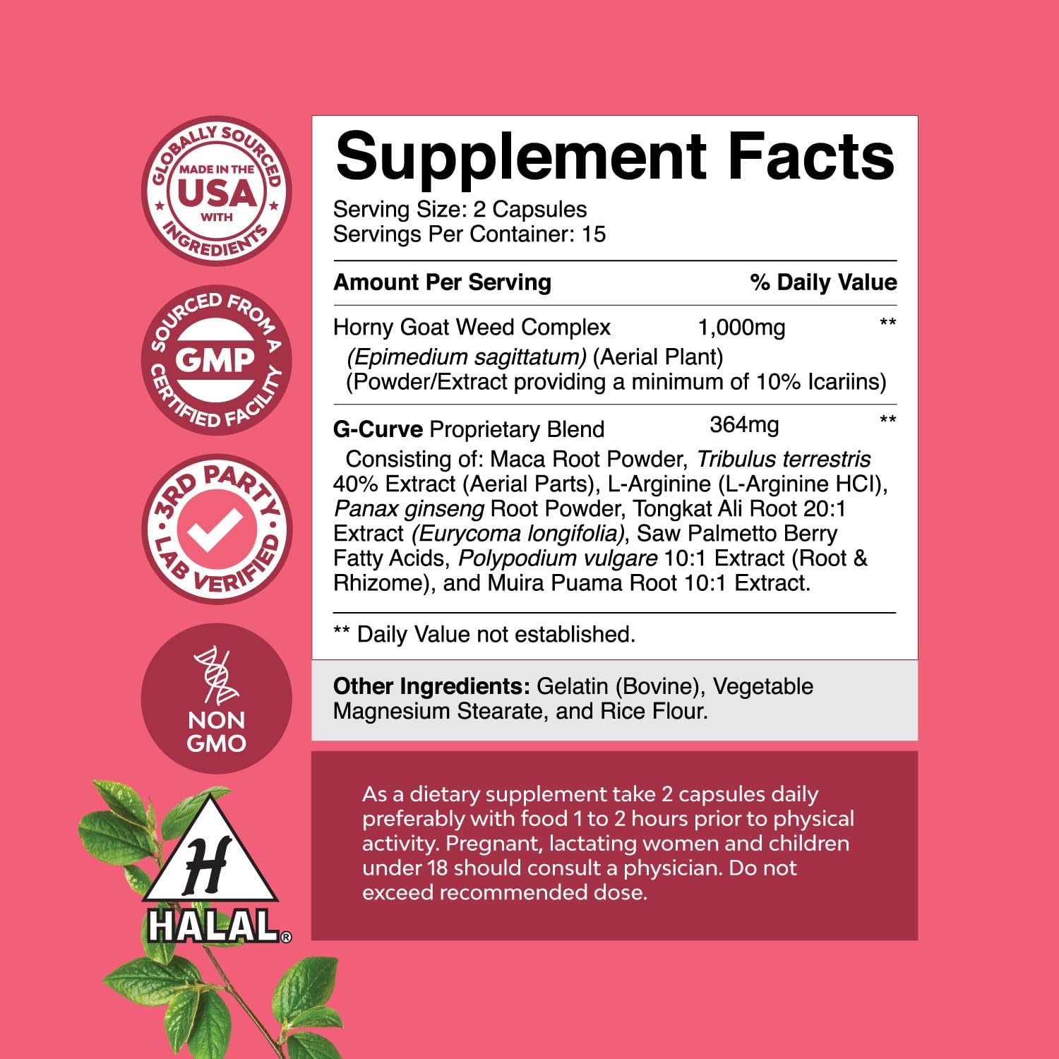 Women's G Curve Horny Goat Weed with Maca Root and Tribulus Terrestris - Boost Energy and Performance for Women