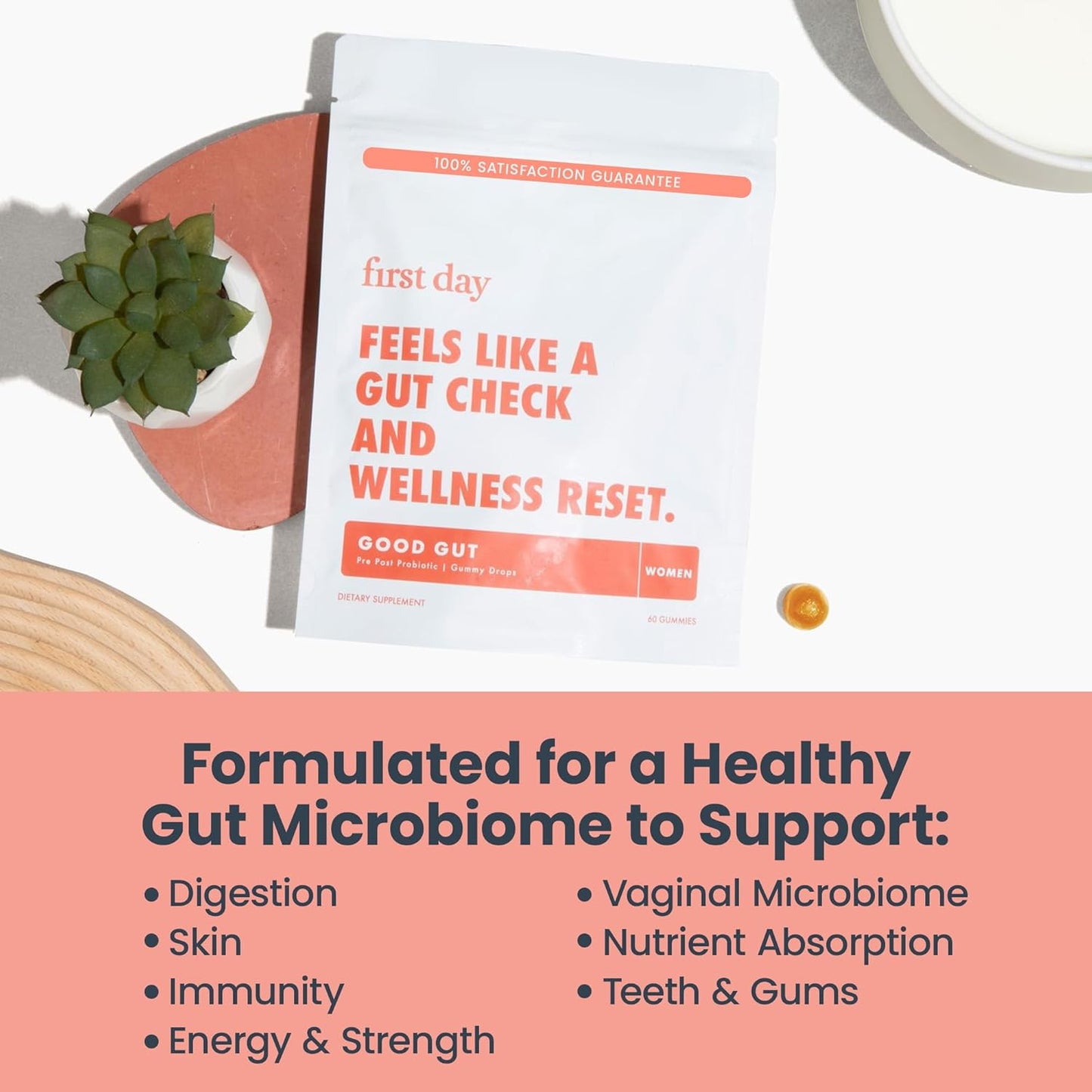 Women’s Good Gut Tribiotic Gummies – 3-in-1 Prebiotic, Probiotic & Postbiotic Supplement for Immune & Digestive Health - 30-Day Supply