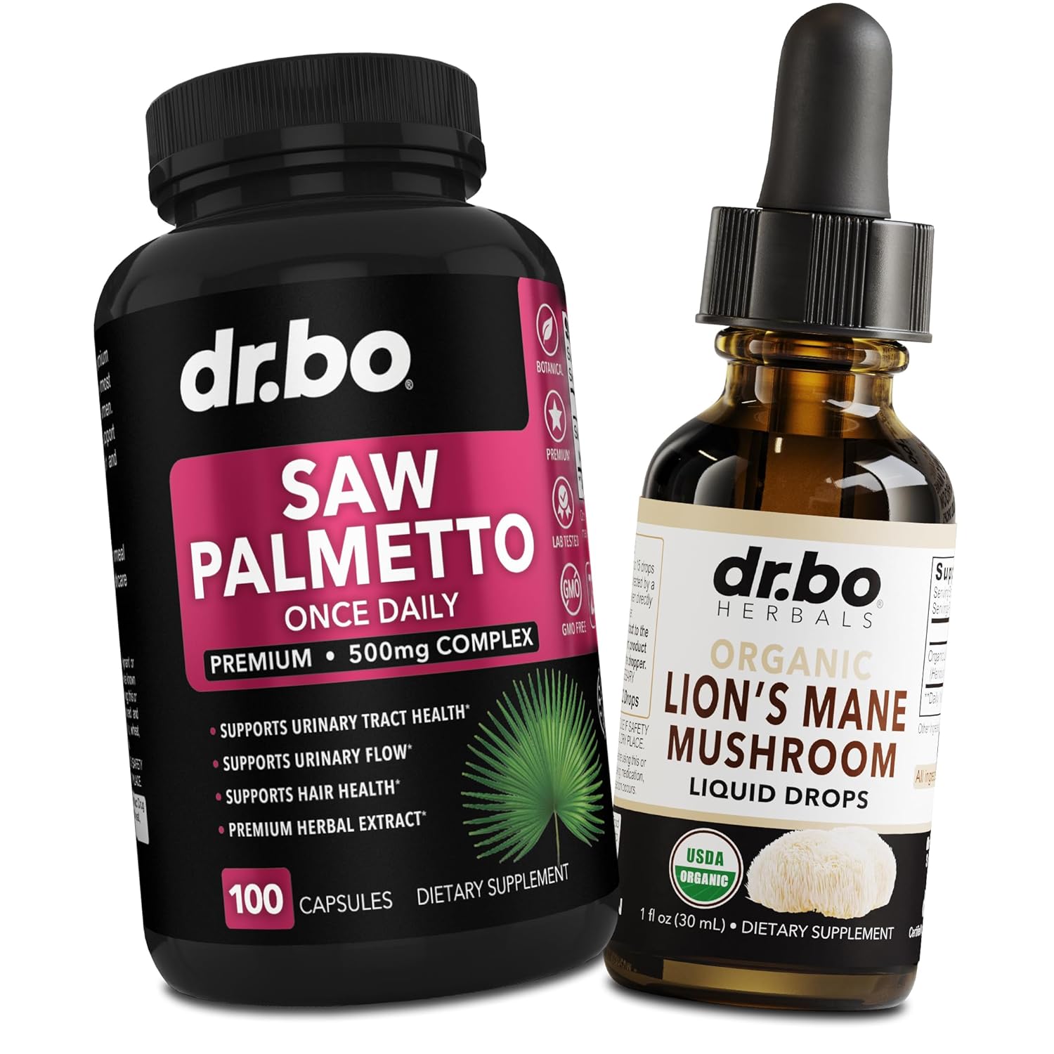 Women's Hair Loss Support Drops: Saw Palmetto & Lion's Mane Mushroom DHT Blocker Tincture with Bladder & Urination Benefits