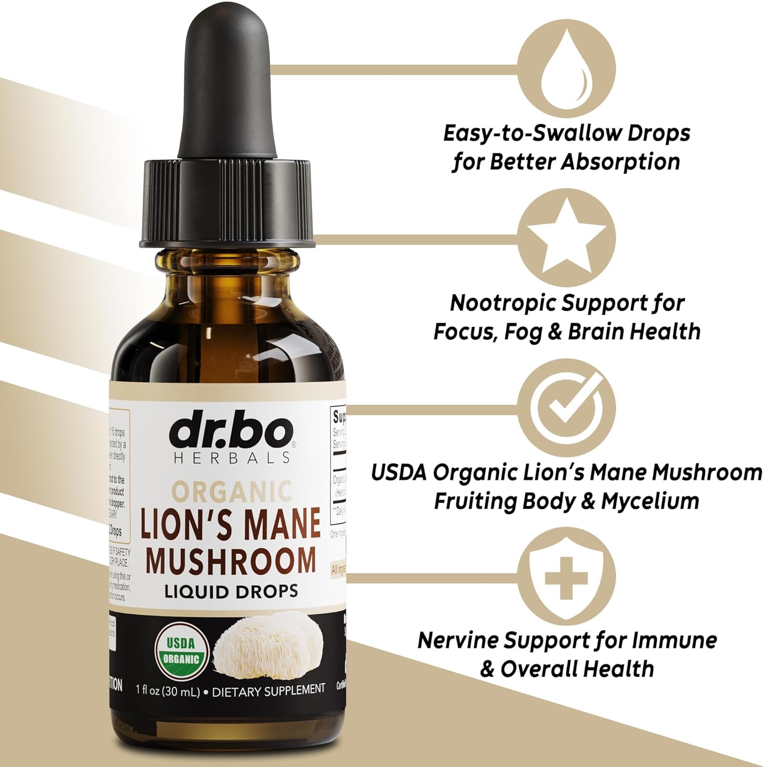 Women's Hair Loss Support Drops: Saw Palmetto & Lion's Mane Mushroom DHT Blocker Tincture with Bladder & Urination Benefits