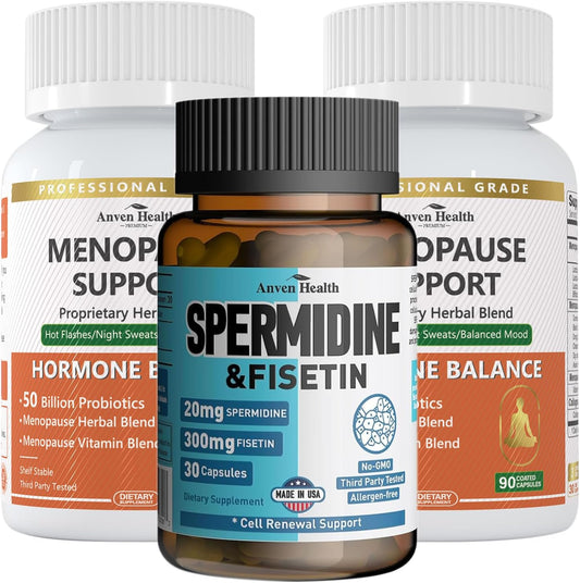 Women's Health and Longevity Bundle: Menopause Probiotics and Spermidine & Fisetin for Anti-Aging Support, Well-Being