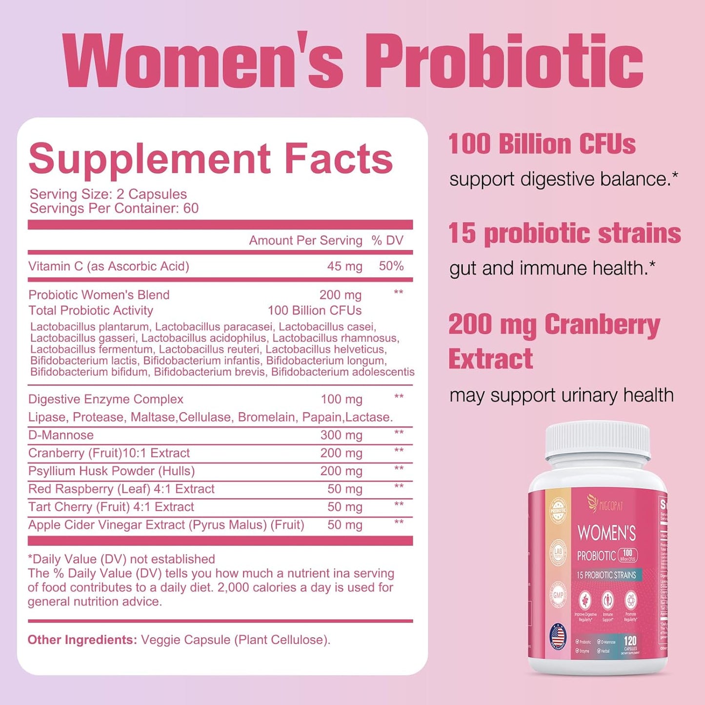Women's Health Bundle: Migcopat Probiotics & Multivitamin Gummies - Vaginal & Urinary Health, Feminine Wellness, Brain & Heart Support