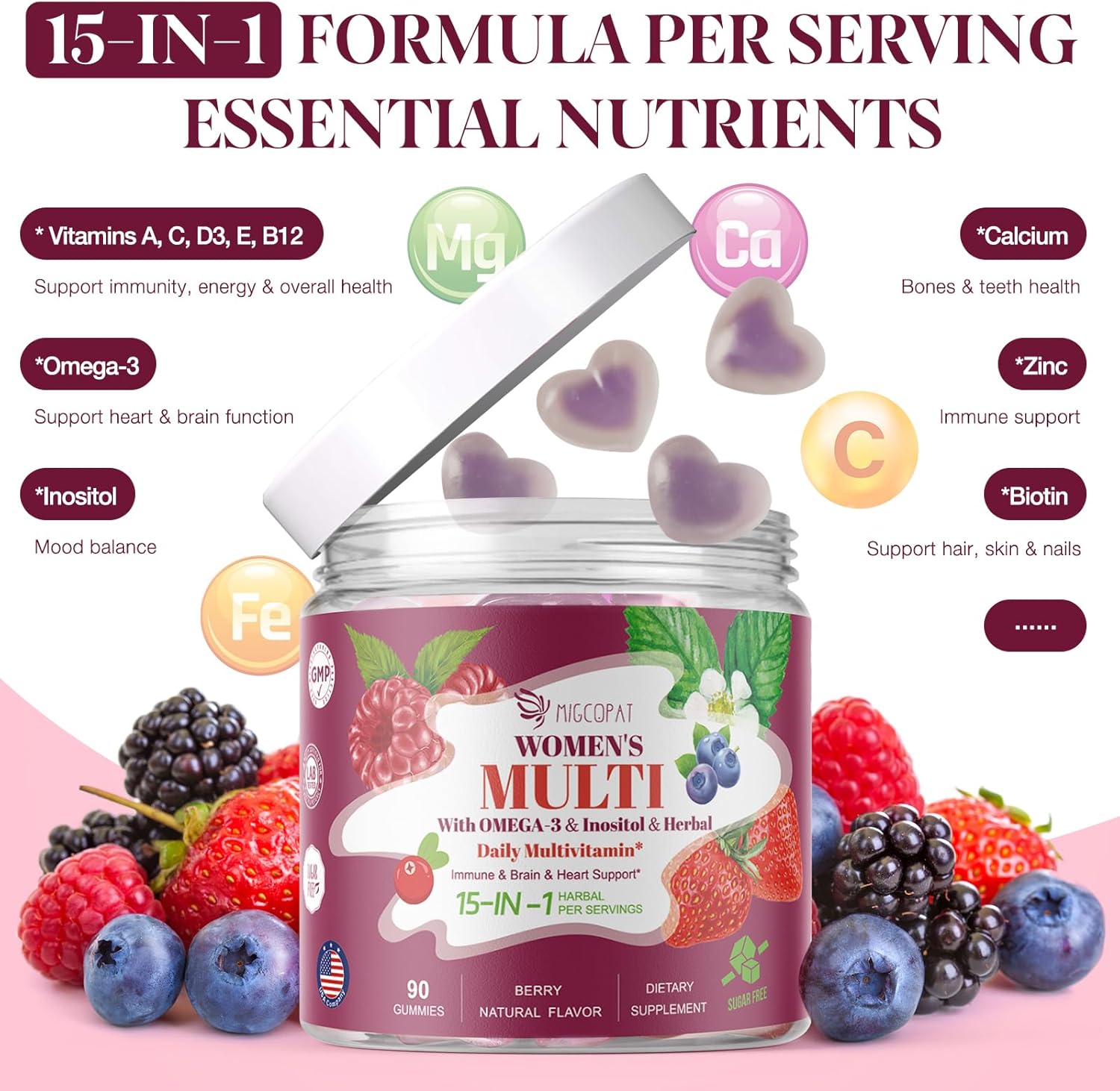 Women's Health Bundle: Migcopat Probiotics & Multivitamin Gummies - Vaginal & Urinary Health, Feminine Wellness, Brain & Heart Support