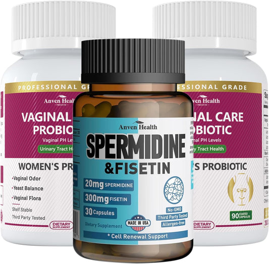 Women's Health Bundle: Vaginal Probiotics, Spermidine, Fisetin - Supports Vaginal, Gut, Immune Health & Anti-Aging
