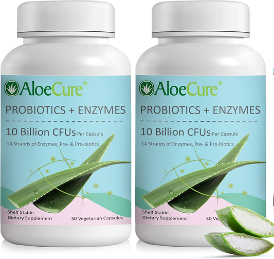 Women's Health Probiotics with 10 Billion CFU, Enzymes, Prebiotics, & Aloe Vera - Full Spectrum Gut Support for Men and Women - 60ct