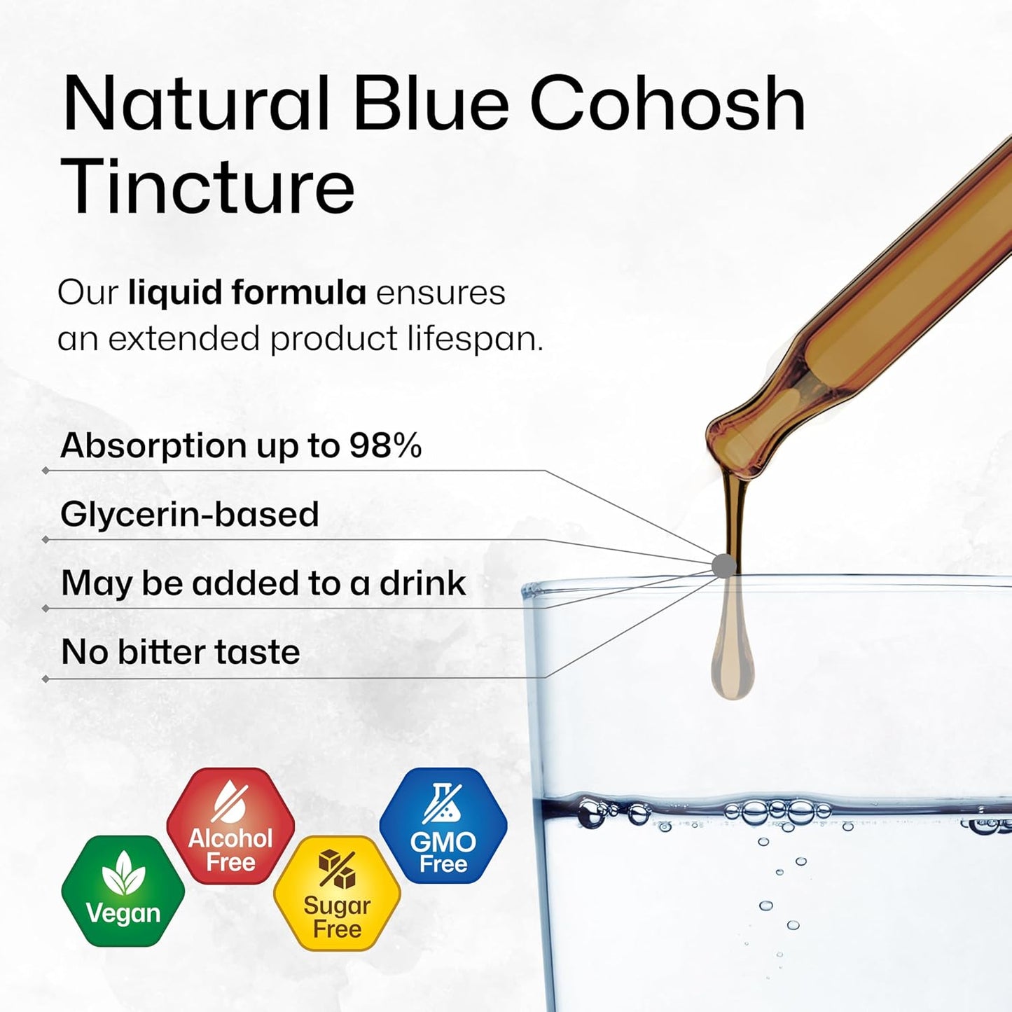 Women's Health Support: Blue Cohosh Tincture - Alcohol & Sugar Free Extract - 2 Fl.Oz.