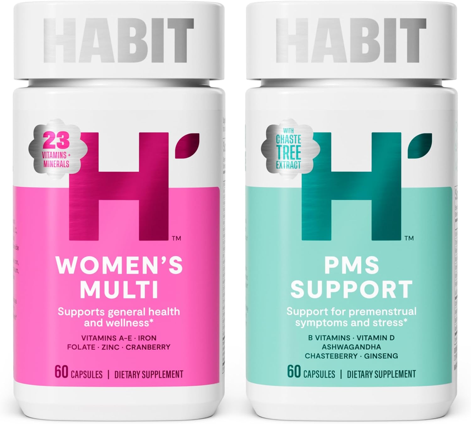 Women's Health Wellness Bundle: Multi + PMS Support Supplements, Non GMO, Promotes Healthy Mood & General Health