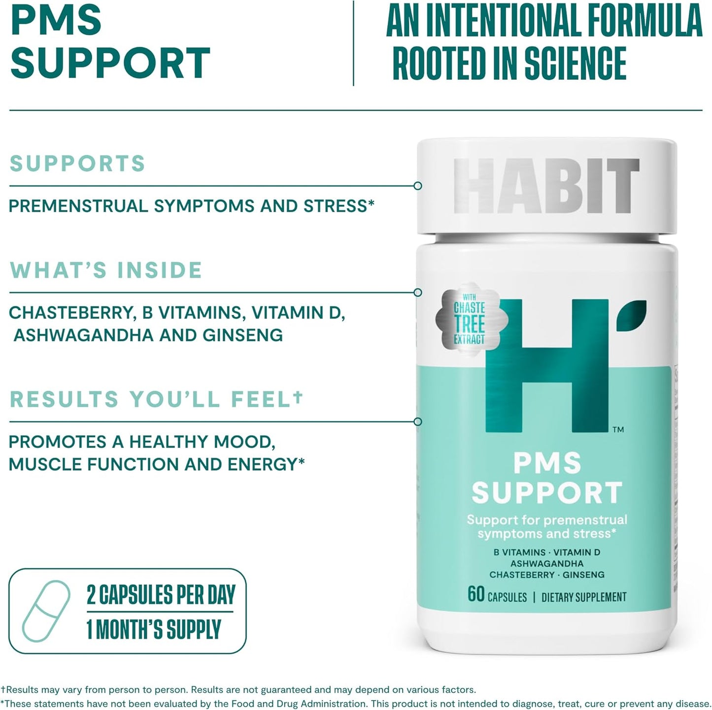 Women's Health Wellness Bundle: Multi + PMS Support Supplements, Non GMO, Promotes Healthy Mood & General Health