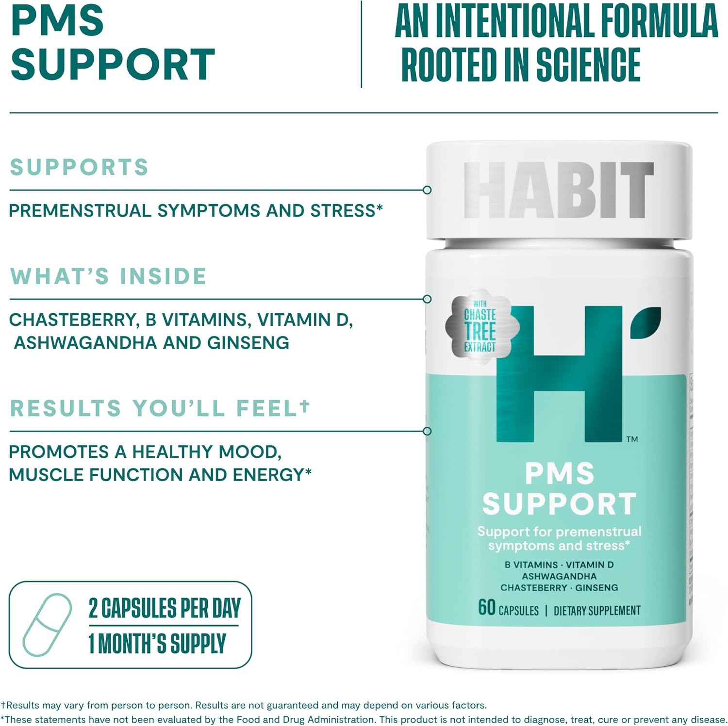 Women's Health Wellness Bundle: Multi + PMS Support Supplements, Non GMO, Promotes Healthy Mood & General Health