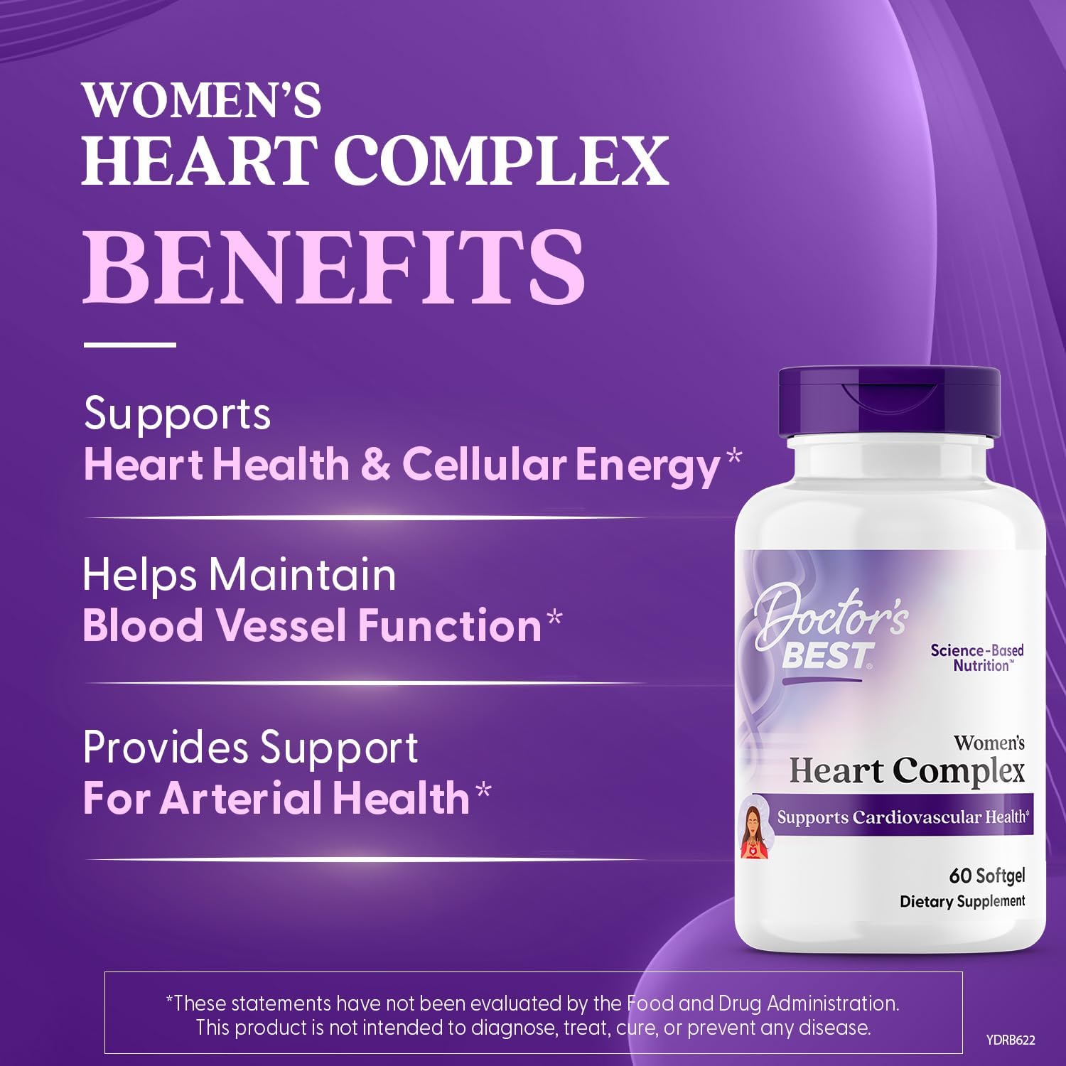Women's Heart Health Complex, Doctor's Best, 60 Softgels, Non-GMO, Gluten-Free, Soy-Free, Supports Cellular Energy