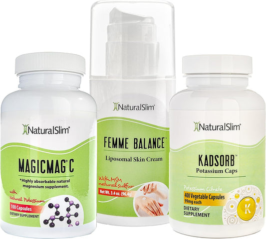 Women's Hormonal Balance Bundle - Femme Balance, Kadsorb & Magicmag C - Progesterone Cream with Potassium and Magnesium Citrate by RelaxSlim