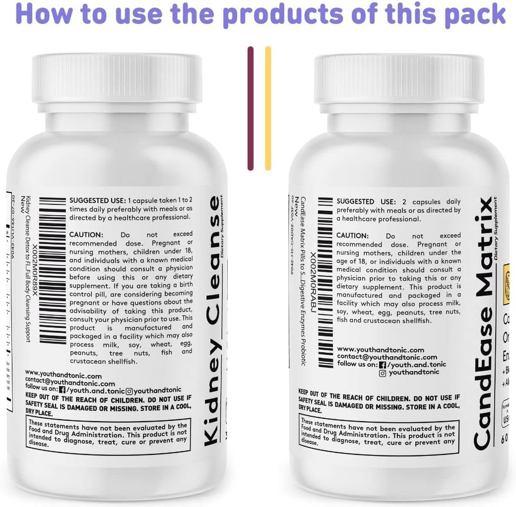 Women's Hormone Balance & Digestive Support Bundle - Youth & Tonic, CandEase Matrix, Kidney Cleanse | Female Hormonal & Digestive Imbalance Relief