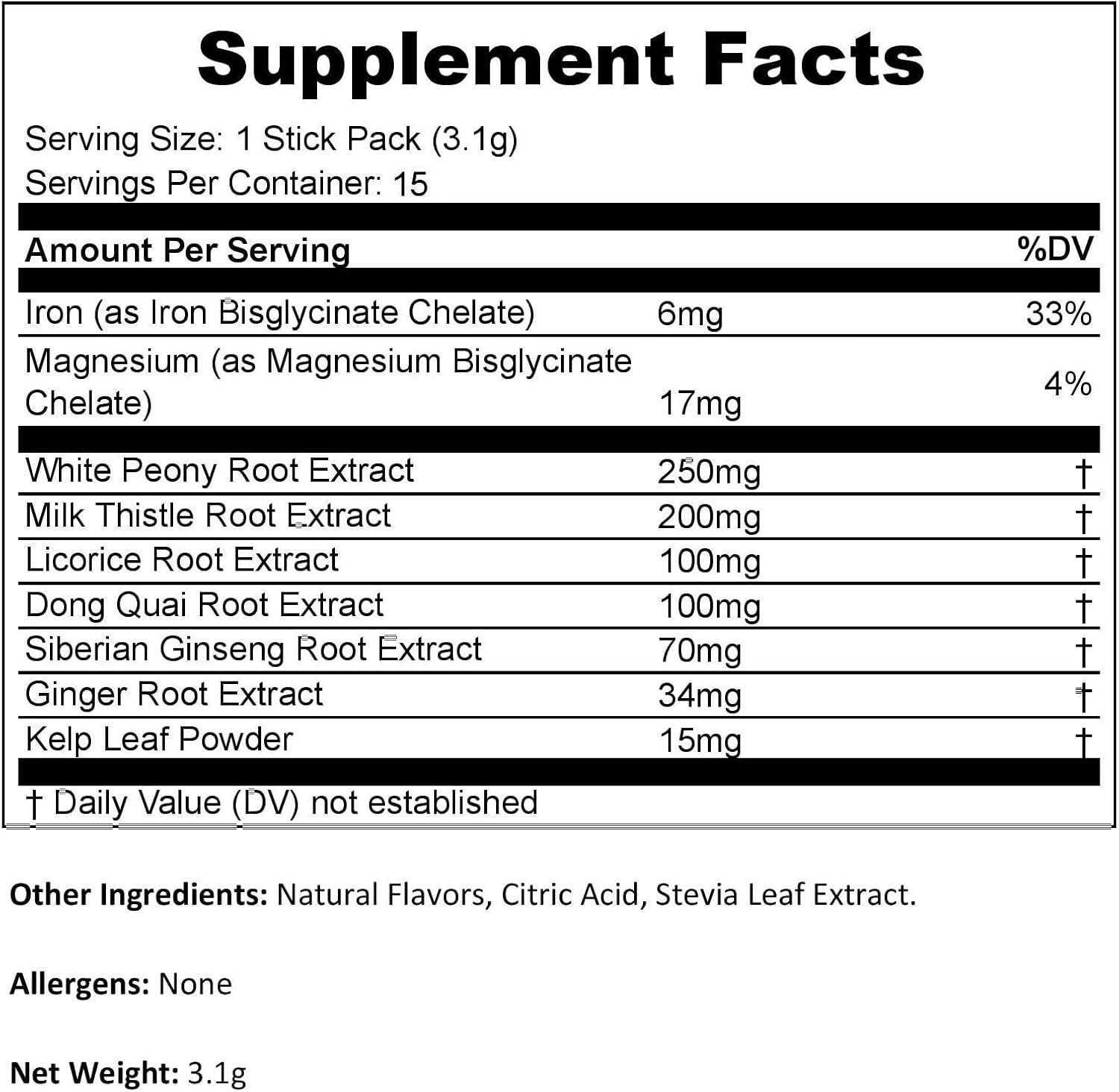 Women's Hormone Balance Drink Packets for PMS & Menstrual Relief - With Minerals, Peony Roots, Siberian Ginseng - Sugar Free - Peach Passion Flavor