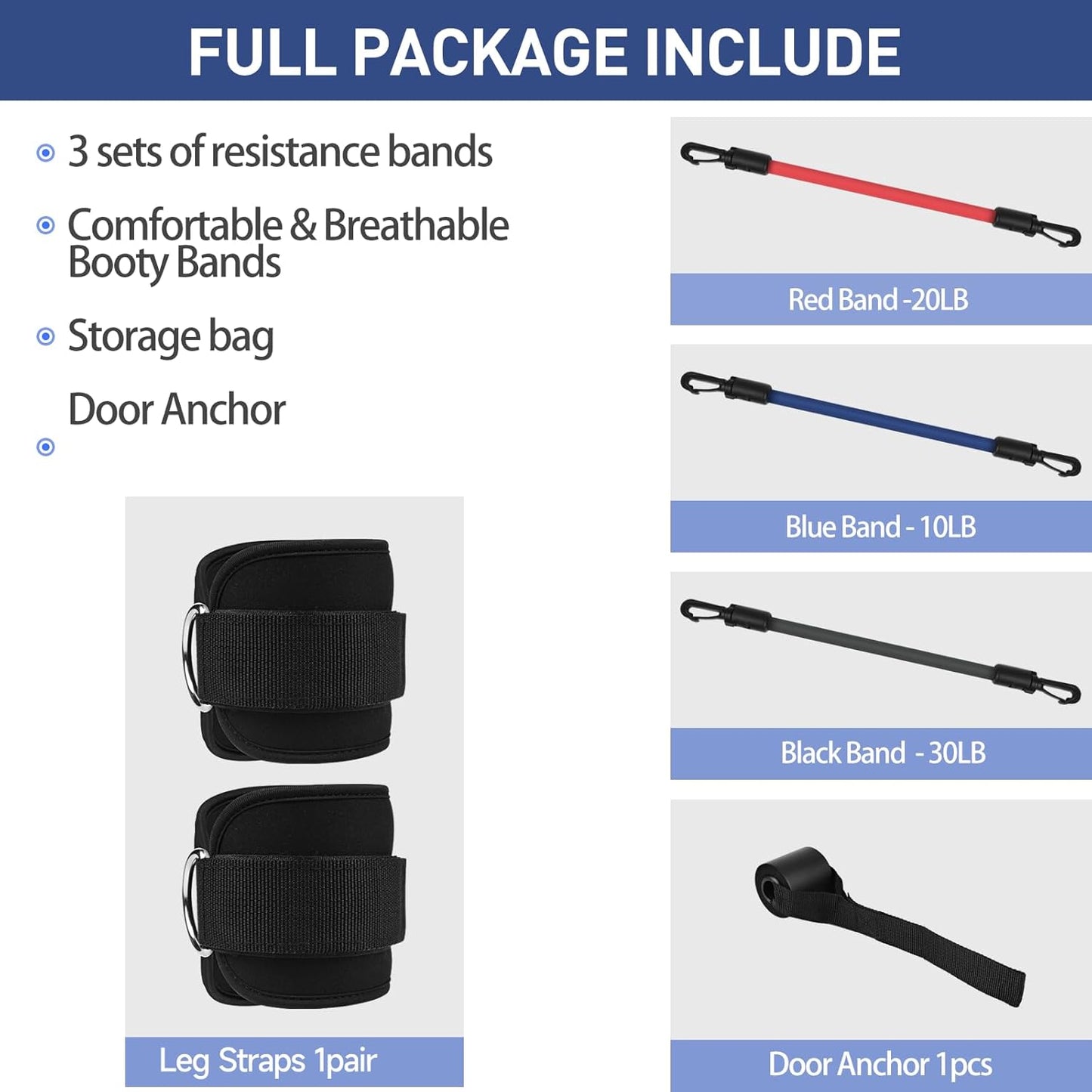 Women's Kingroad Resistance Bands Set for Leg, Glute, and Hip Workouts - Includes Booty Bands and Ankle Cuffs for Effective Training