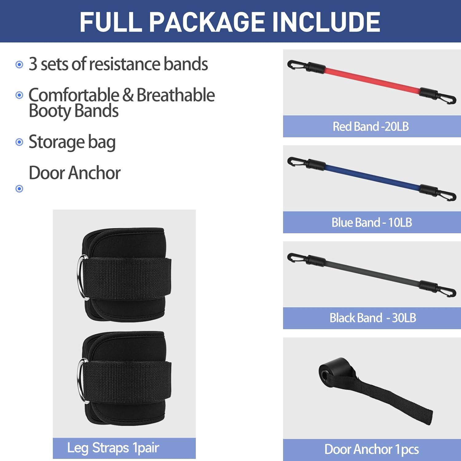 Women's Kingroad Resistance Bands Set for Leg, Glute, and Hip Workouts - Includes Booty Bands and Ankle Cuffs for Effective Training