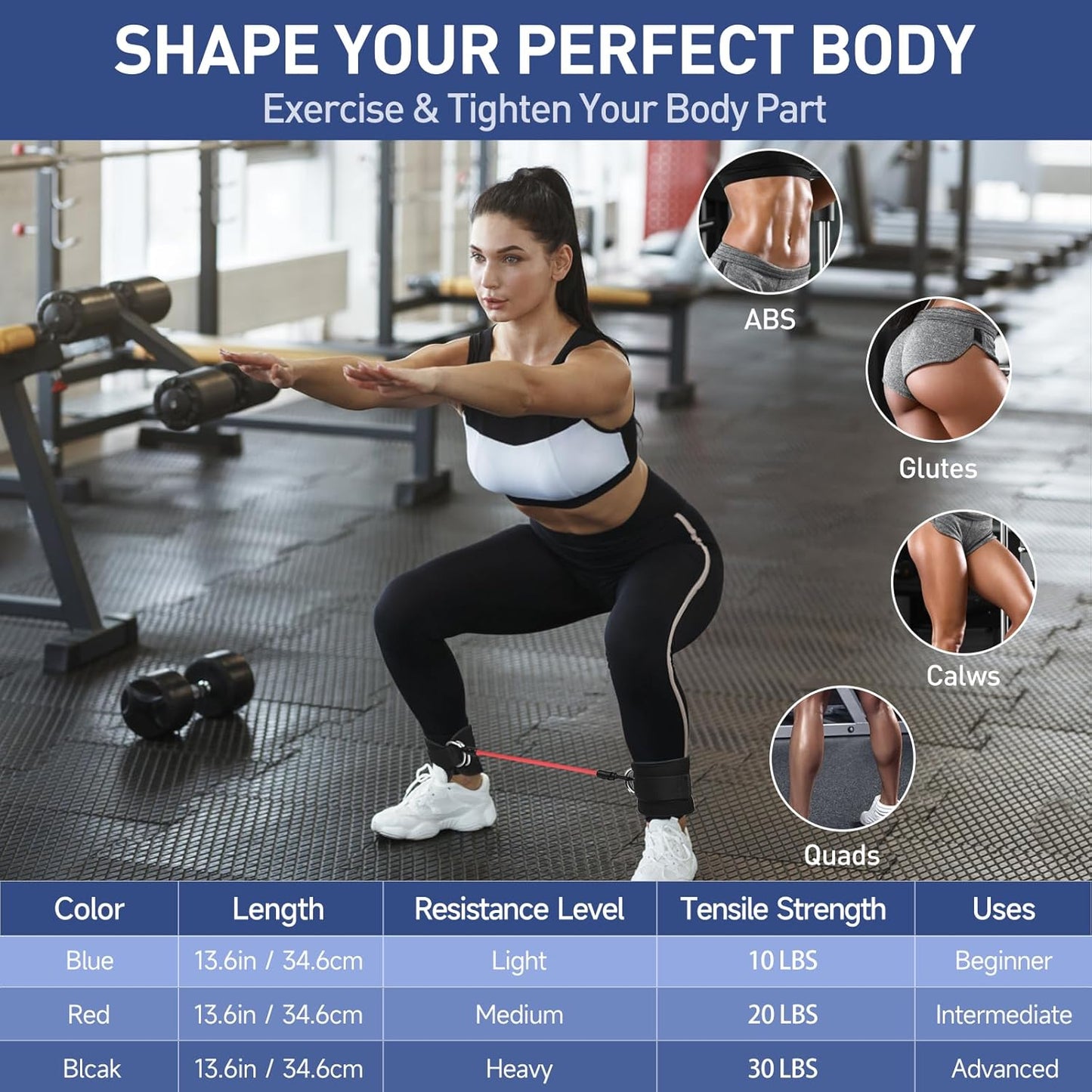 Women's Kingroad Resistance Bands Set for Leg, Glute, and Hip Workouts - Includes Booty Bands and Ankle Cuffs for Effective Training