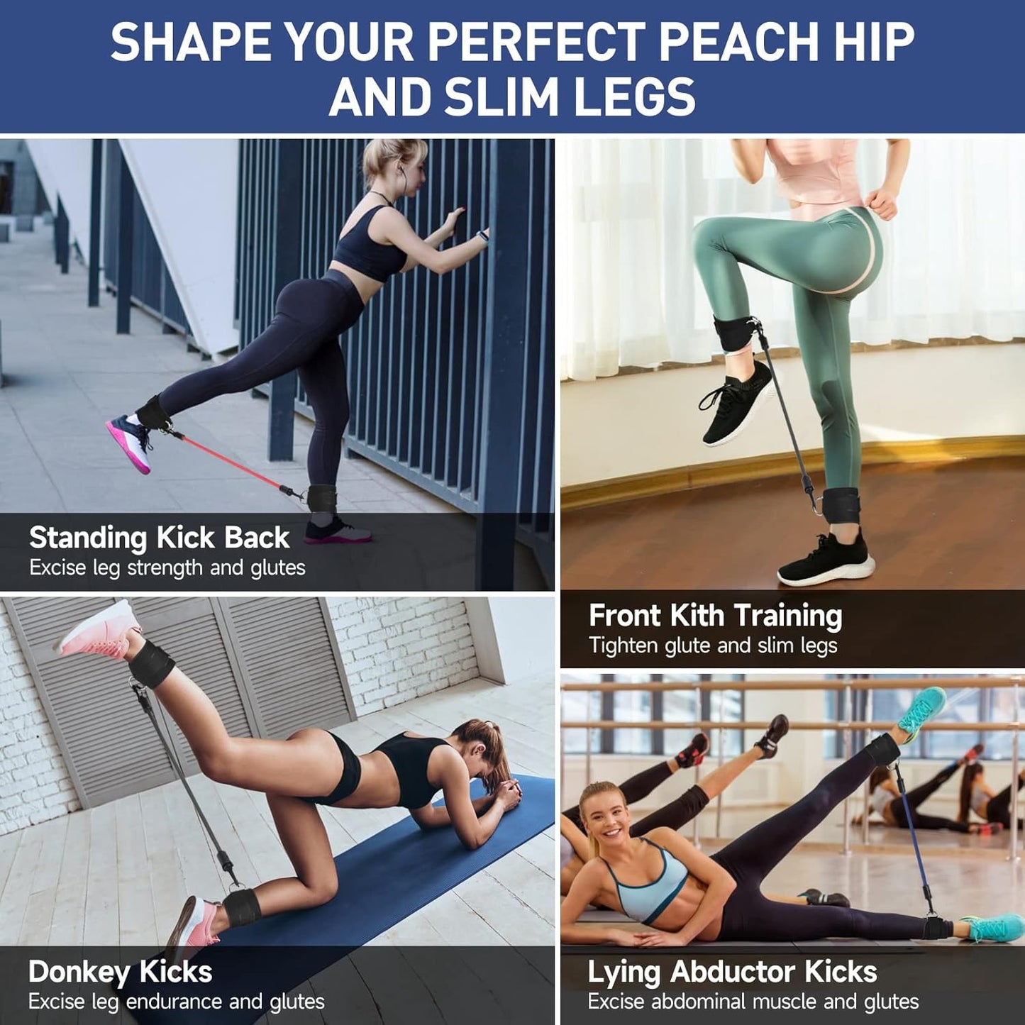 Women's Kingroad Resistance Bands Set for Leg, Glute, and Hip Workouts - Includes Booty Bands and Ankle Cuffs for Effective Training