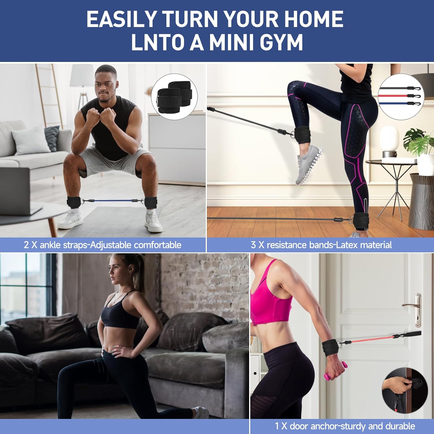 Women's Kingroad Resistance Bands Set for Leg, Glute, and Hip Workouts - Includes Booty Bands and Ankle Cuffs for Effective Training