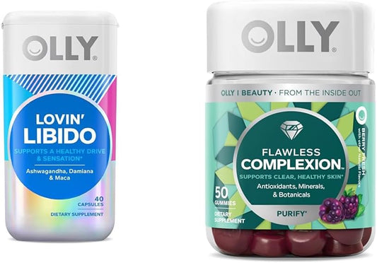 Women's Libido Booster Capsules with Berry Flavored Skin-Supporting Gummies, 20 Day Supply