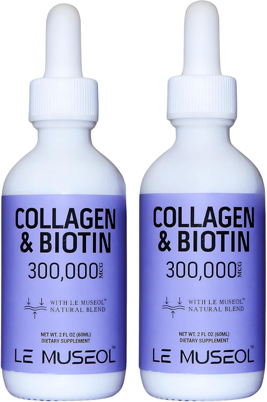 Women's Liquid Collagen with Biotin, Reishi, Chamomile, and Valerian Root Extract Drops for Healthy Skin and Hair