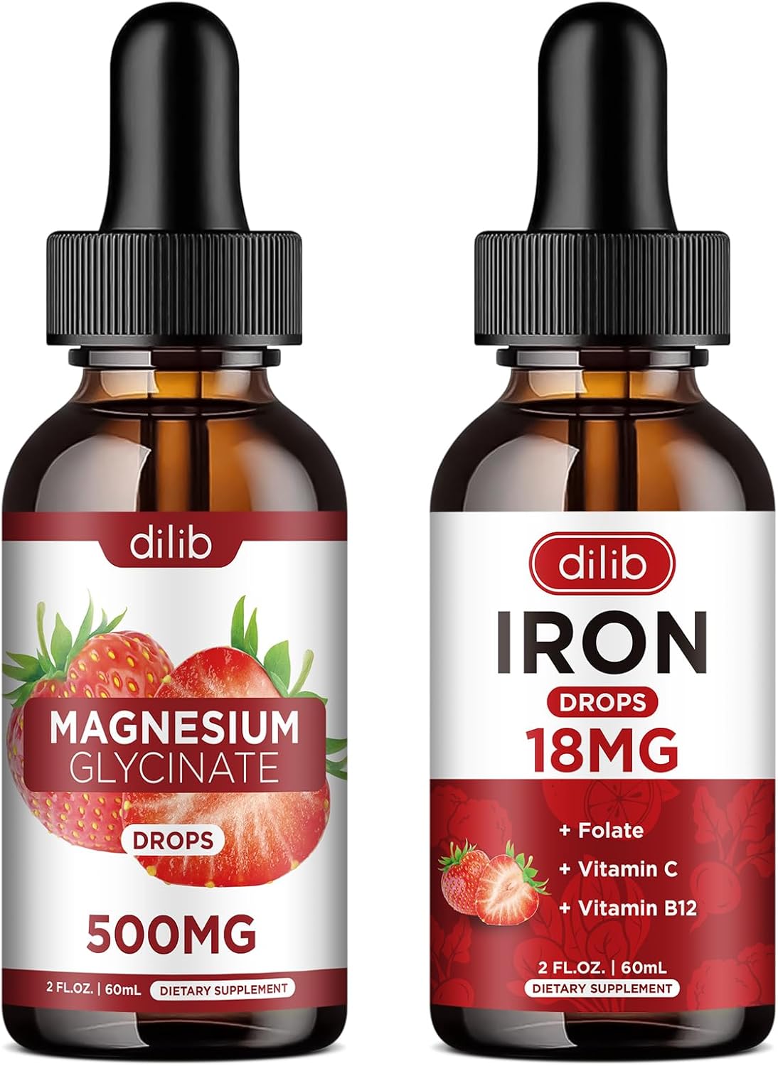 Women's Liquid Iron & Magnesium Glycinate Supplement Drops by dilib