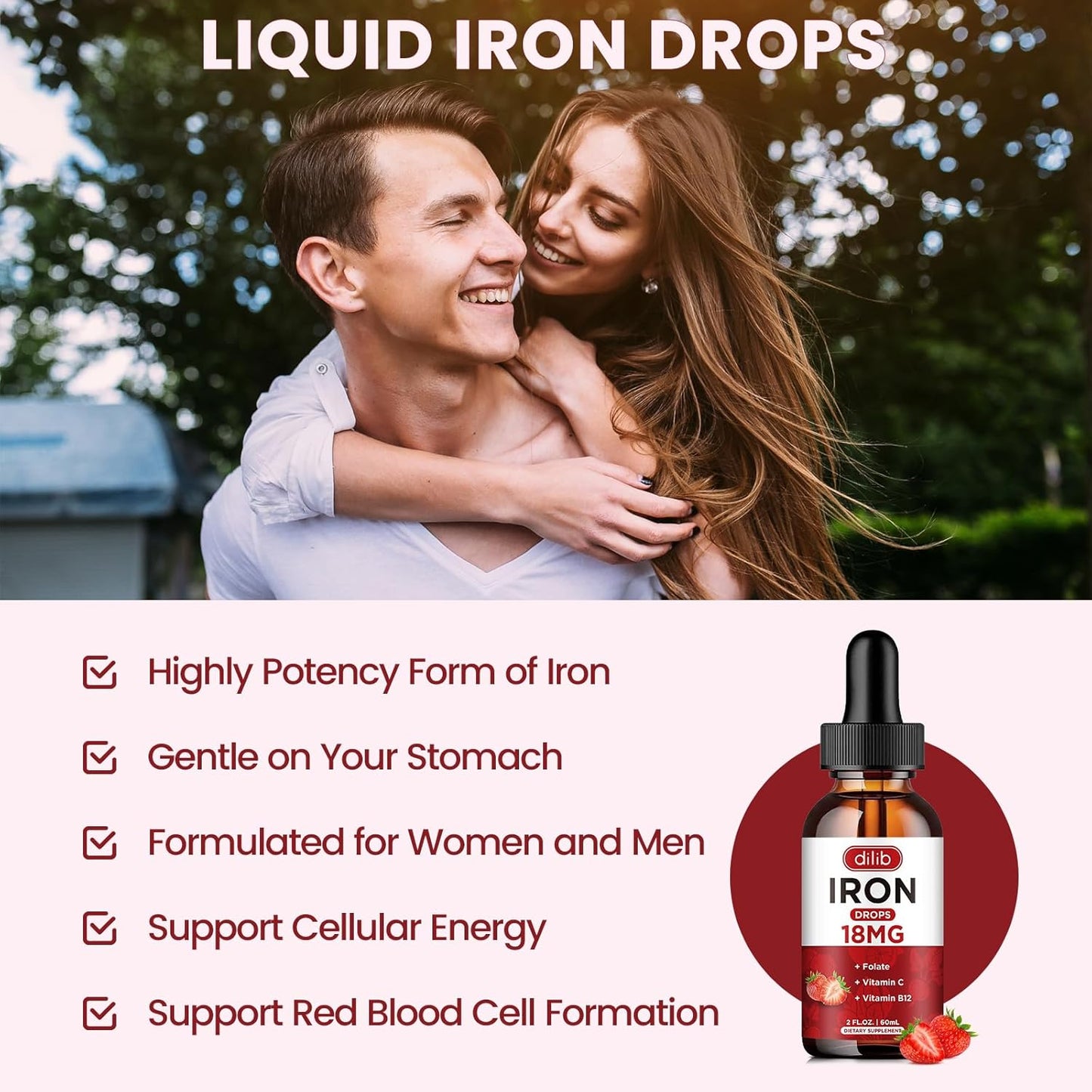 Women's Liquid Iron & Magnesium Glycinate Supplement Drops by dilib