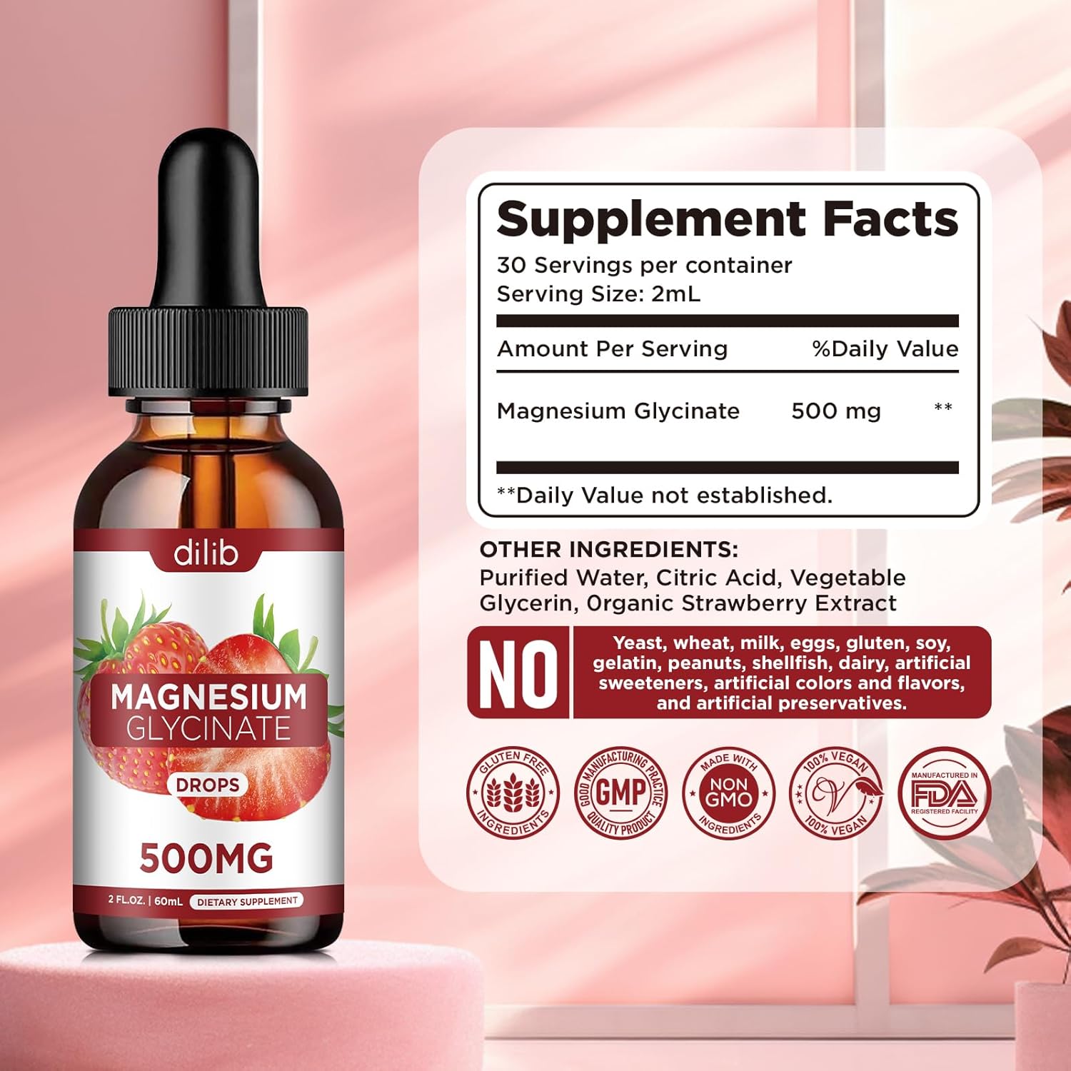 Women's Liquid Iron & Magnesium Glycinate Supplement Drops by dilib