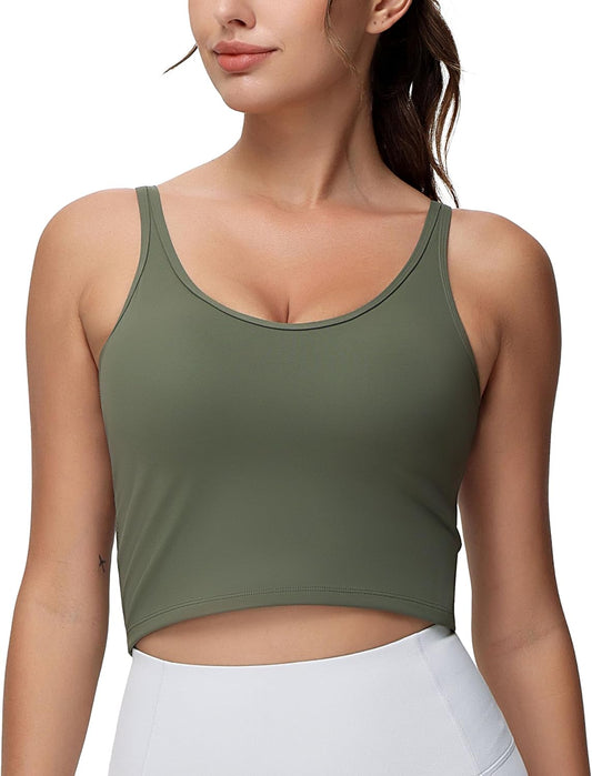 Women's Longline Sports Bra with Removable Padded Wireless Support for Workout and Yoga