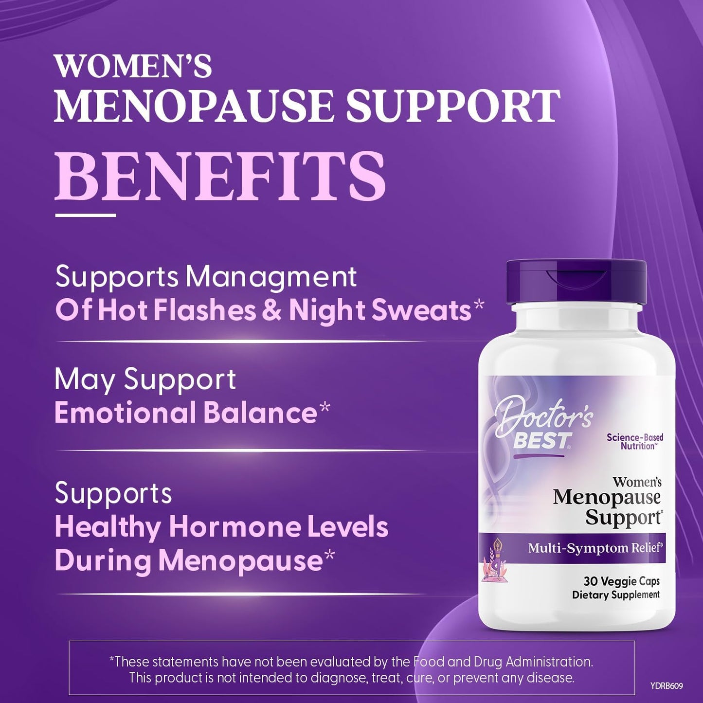 Women's Menopause Support Capsules for Multi-Symptom Relief - Non-GMO, Gluten-Free, Vegan - 30 Count