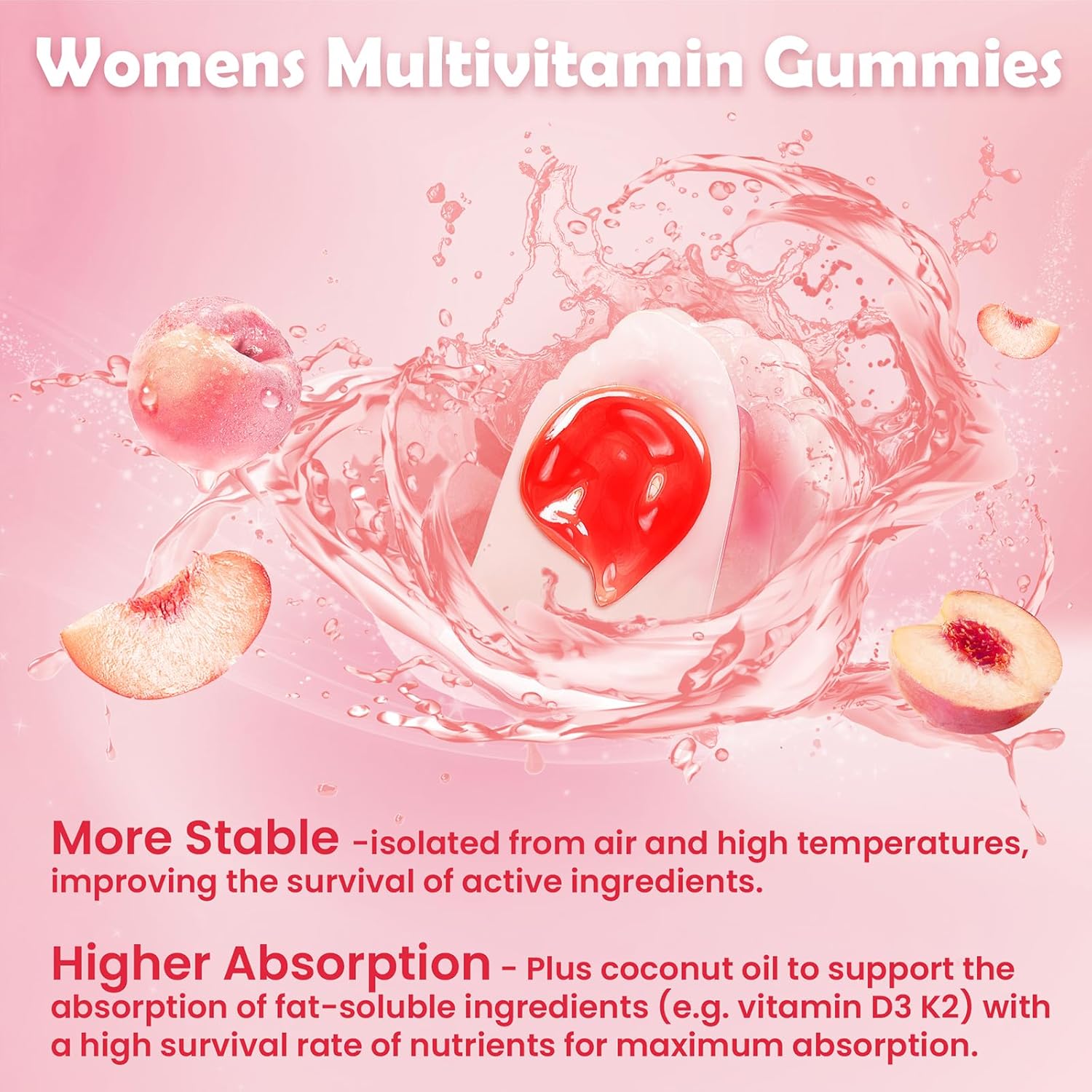 Women's Methylated Multivitamin Gummies with Calcium, Magnesium, Zinc, Vitamin A, C, D3, E, K2, B Complex, Folate, Biotin - Energy, Immune Support, Bone Health