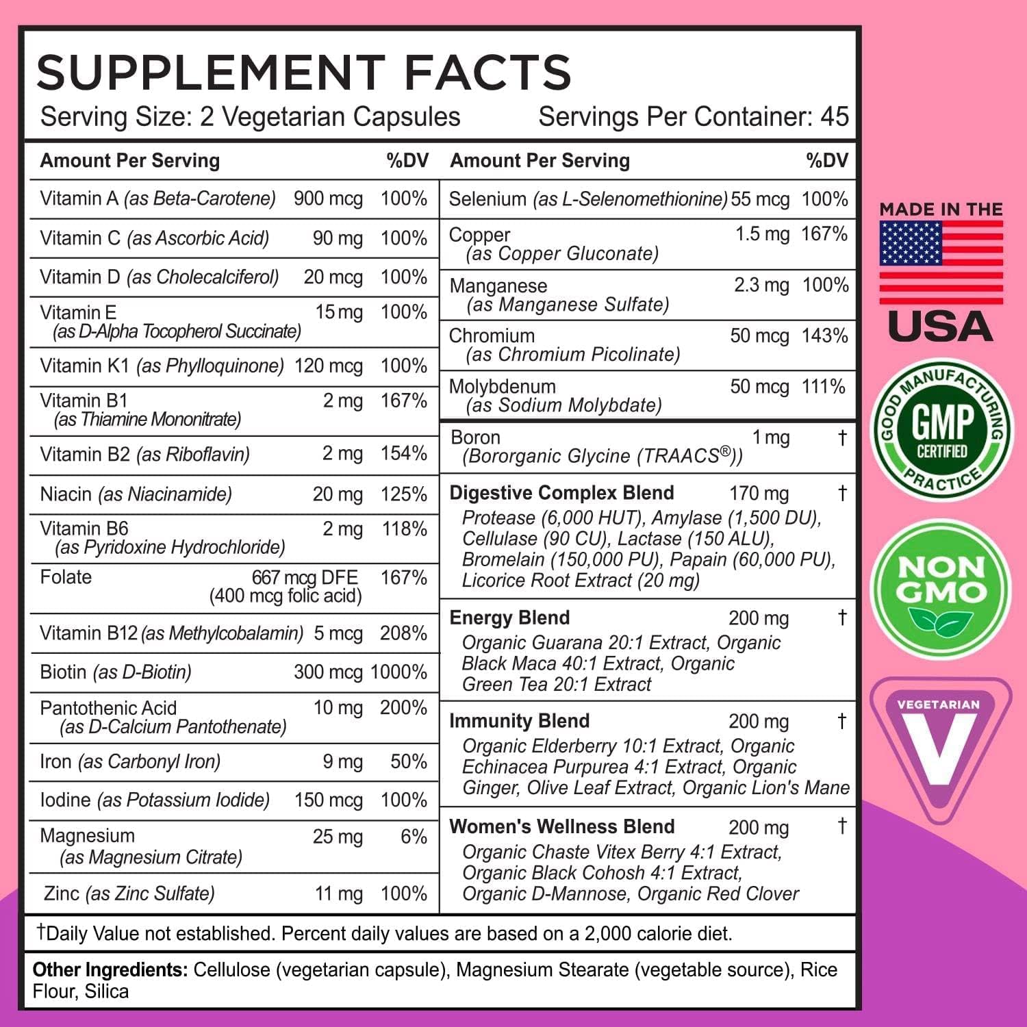 Women's Multivitamin Bundle with Milk Thistle Capsules | 22 Essential Nutrients, Fruits & Veggies | Boosts Energy, Immune & Heart Health