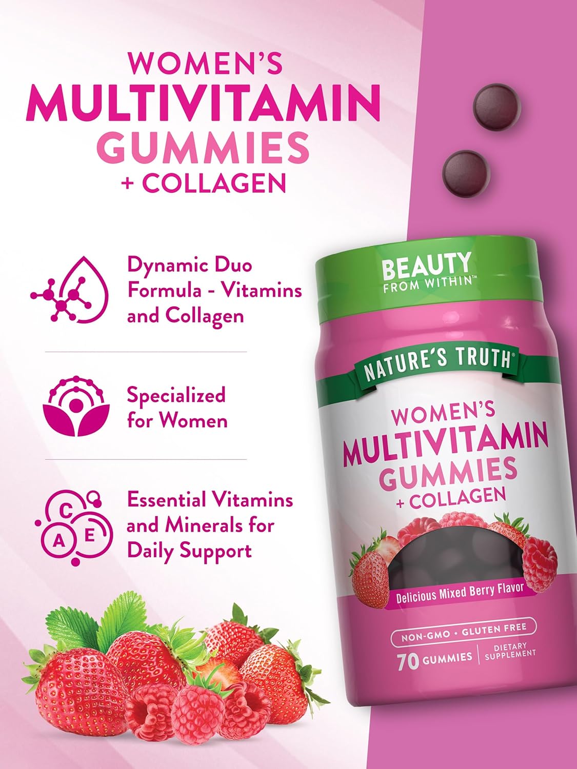 Women's Multivitamin Gummies with Collagen & Biotin | 70 Count, Non-GMO & Gluten Free