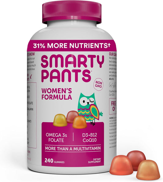Women's Multivitamin Gummies with Omega 3 Fish Oil, Methylfolate, CoQ10, Vitamin D3, C, B12, B6, A, K, Zinc - 240 Count