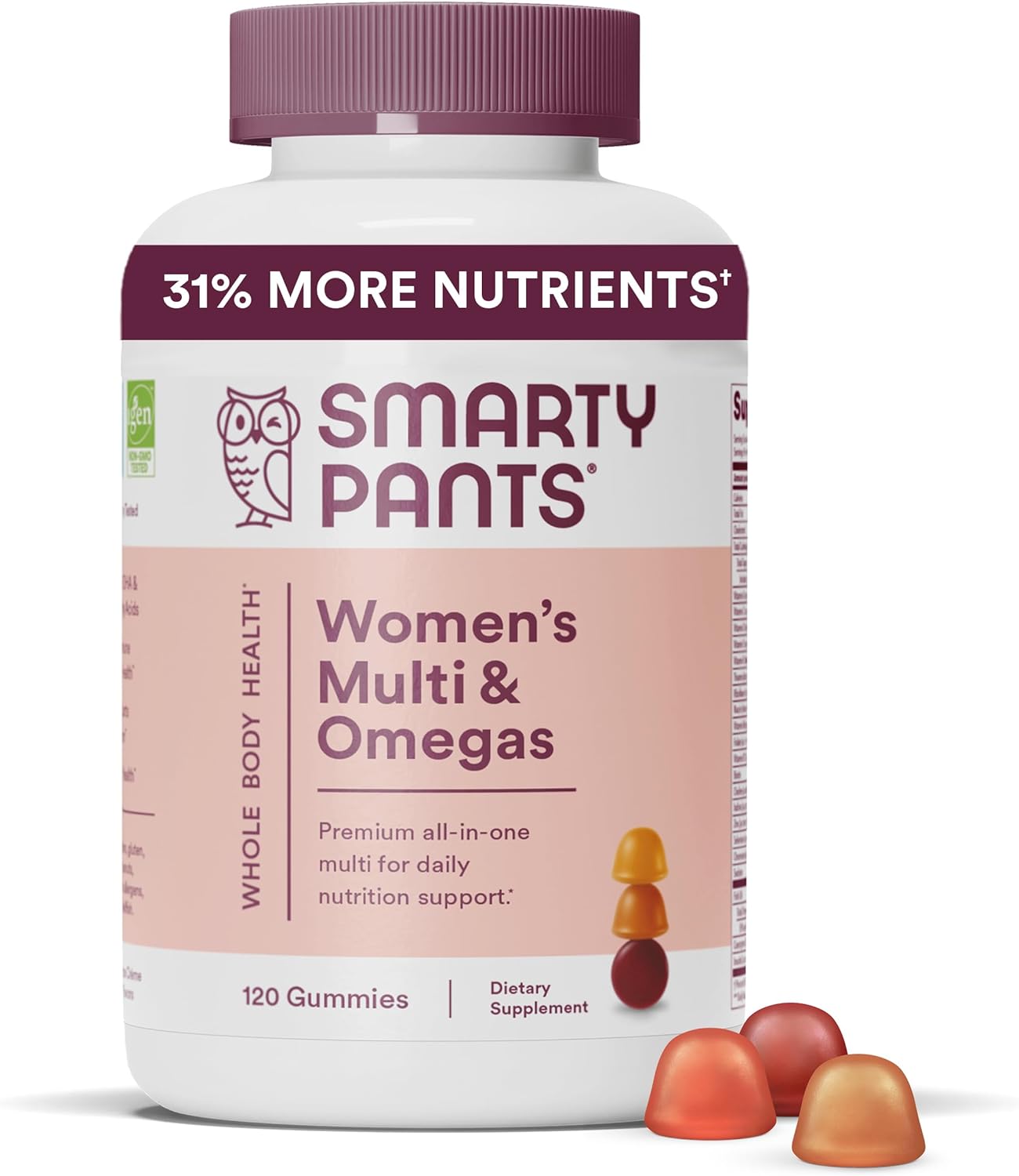 Women's Multivitamin Gummies with Omega 3 Fish Oil, Methylfolate, CoQ10, Vitamin D3, C, B12, B6, A, K & Zinc - 120 Count