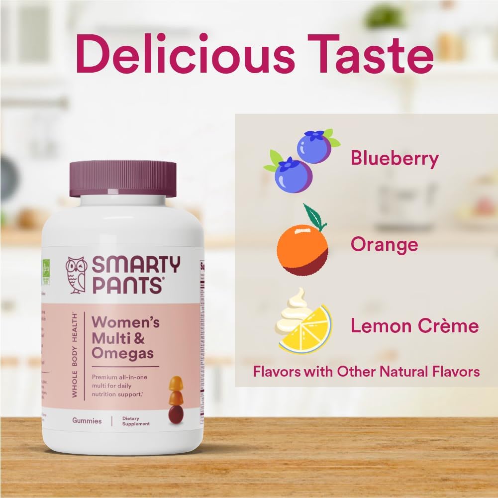 Women's Multivitamin Gummies with Omega 3 Fish Oil, Methylfolate, CoQ10, Vitamin D3, C, B12, B6, A, K & Zinc - 120 Count