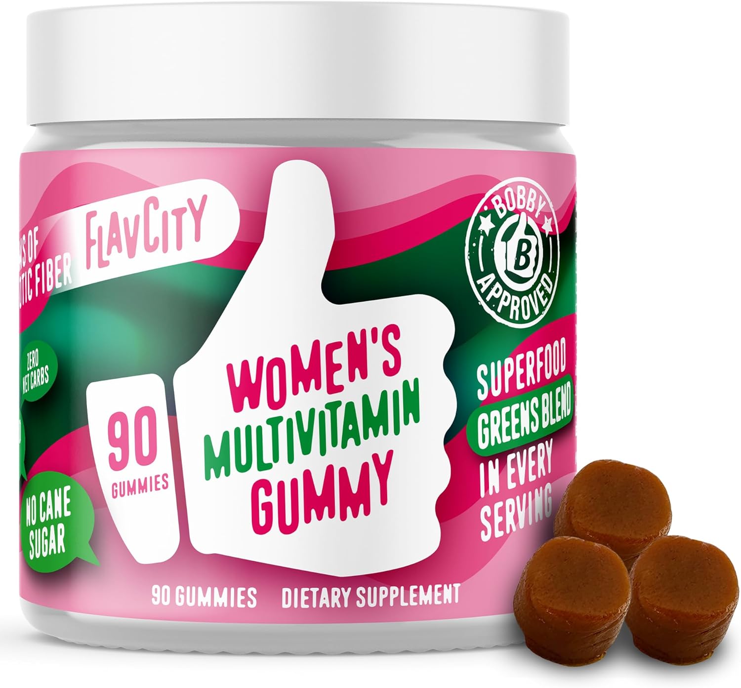 Women's Multivitamin Gummies with Superfood Greens and Prebiotic Fiber - 90 Gummies, 30 Servings