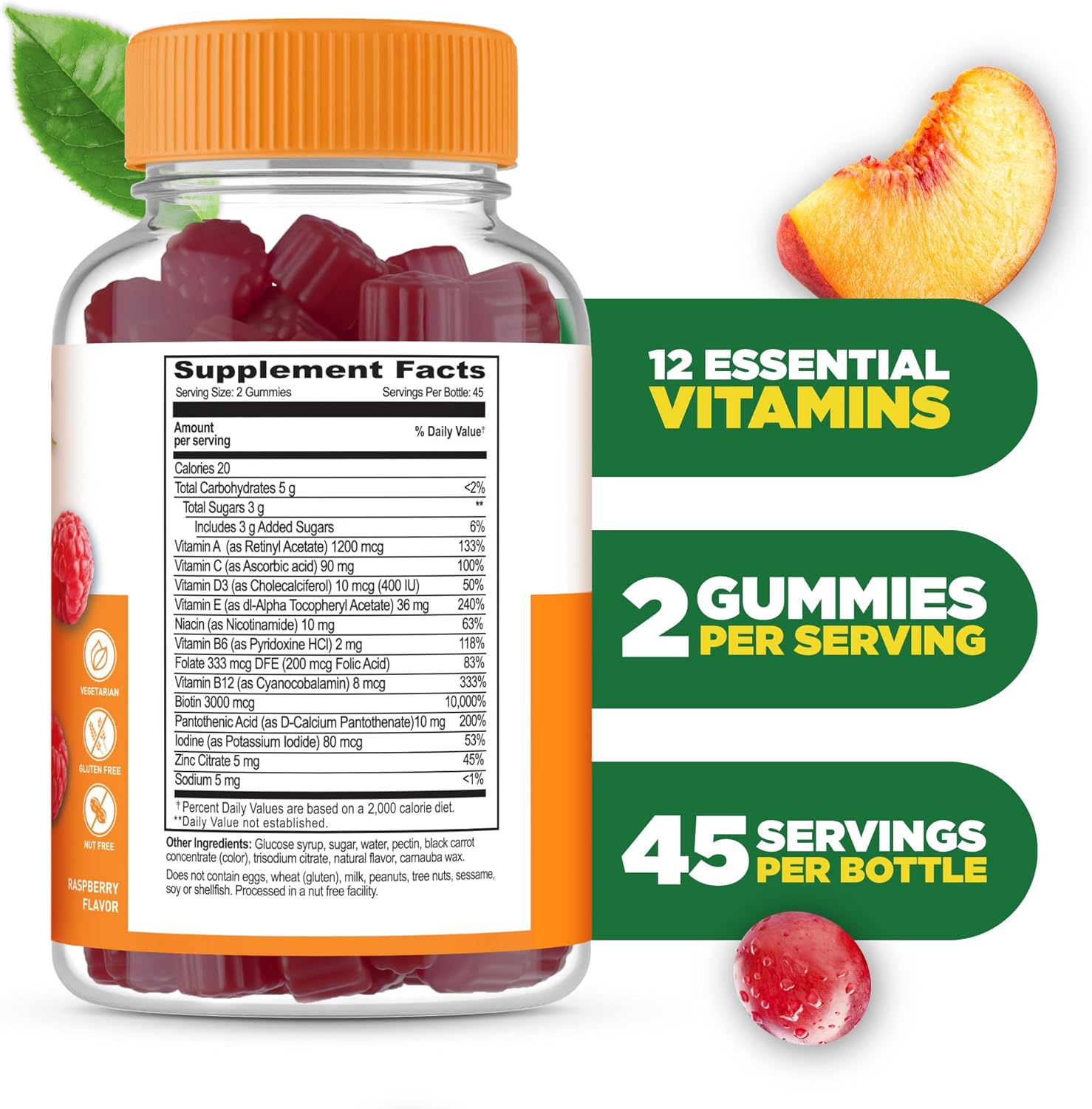 Women's Multivitamin Gummies with Vitamin A, C, D, E, Niacin, B6, Folate, B12, Biotin, Pantothenic Acid, Iodine, Zinc - 90 Count
